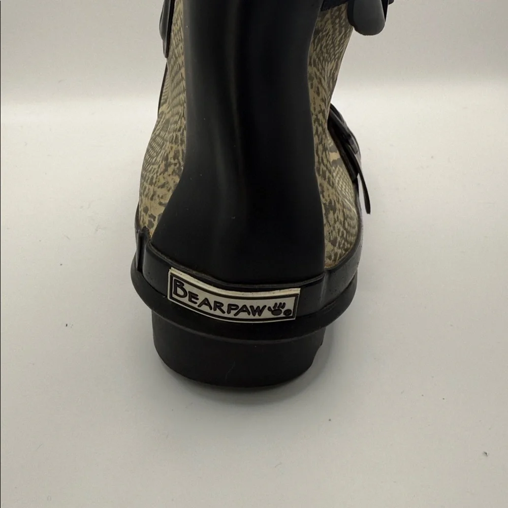 BearPaw Snakeskin Patterned Ankle Boots with Black Straps Size 7